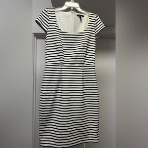 Vintage Victoria's Secret Bodycon cap sleeve Black and White Striped Dress